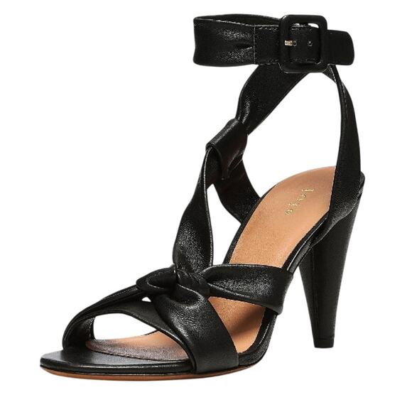 Joie Womens Celyn Heels US 7.5 M Black Leather Knot Ankle Strap NIB - Picture 1 of 12